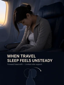 Portable Memory Foam Travel Neck Pillow With Hood, Ice Silk Touch Cover, Adjustable Drawstring, Suitable For Airplane, Car, Train And Office Nap - Multicolor - View 6