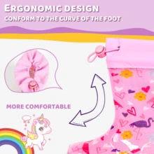 Children's Rain Boots, Cartoon Flamingo Pattern, Waterproof & Non-Slip Rain Shoes, Suitable For Boys And Girls, Easy To Put On And Take Off, Toddler Outdoor Rainy Day Shoes - Pink - View 5