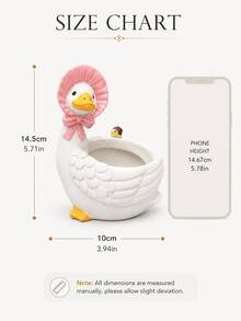 Cute Goose Planter With Pink Hat And Small Chick, Perfect For Planting Daisies, Succulents And Small Plants, Rustic Garden Decor For Patio, Porch, Balcony, Yard Or Windowsill - C - View 8