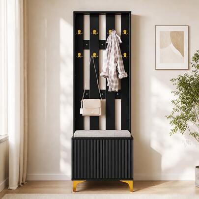 Garderobenset Mit Schuhbank Und Kissen, Garderobenfront Mit Haken [OLD SKU:WF32579234W]