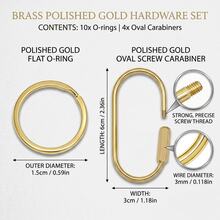 4pcs Brass Key Ring Bulk Pack, Gold Key Chain Organizer With Secure Screw Lock, Unisex Key Fob Pendant, Small Carabiner, Suitable For Wallet, Dog Leash And Pet Tags - Multicolor - View 2