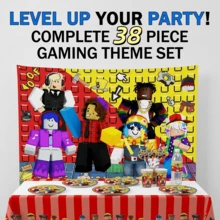 ROBLOX 38件組生日派對禮盒套裝，派對用品，禮物紙盒，遊戲主題袋，生日派對禮物袋，婚禮裝飾袋 - Roblo 背景布 桌巾 杯盤 吸管 瓶貼 - 查看 4