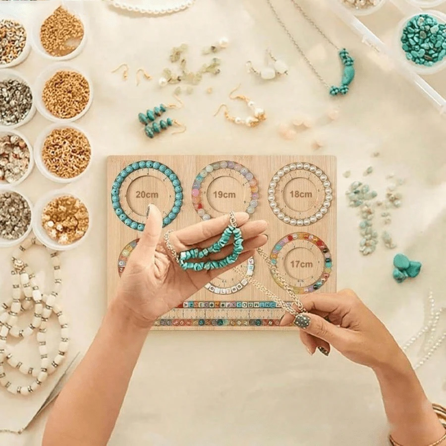 Convenient Bead Tray Wooden Bead Board, Jewelry Making Beading Tray, DIY Handmade Essential Tool, Suitable For Jewelry Crafters - Wood Color - View 1