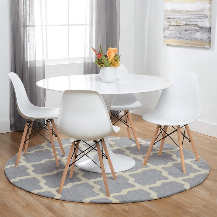 4-Piece Indoor Kitchen Dining Chairs Set, Modern White Upholstered Side Chairs Dining Room & Kitchen - White - View 1