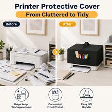 Printer Protective Cover-5 Sizes Available, 2 Colours(Black/Grey), Heavyweight 300D Oxford Fabric, The Bottom Features A Drawstring Design, Front Storage Pocket. Suitable For Printer(Only The Protective Cover) - Black - View 3
