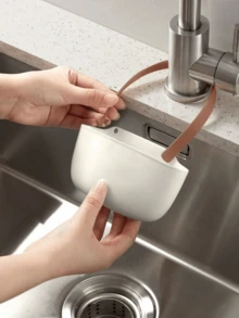 1pc/10pcs Hanging Sink Strainer Basket With Adjustable Strap, Hollow Bottom Quick-Dry Kitchen Storage Organizer, Multi-Function Sink Hook Storage Basket, Suitable For Fruit & Vegetable Washing, Sponge & Tool Storage, Space-Saving Kitchen Sink Accessory - Multiple Styles - View 4