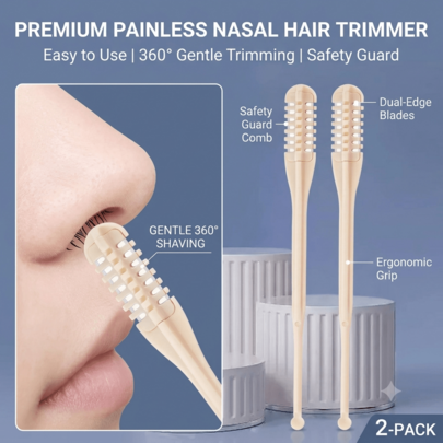 Cortador de vello nasal rotatorio manual, herramienta de eliminación de vello nasal de acero inoxidable, afeitadora portátil de aseo personal