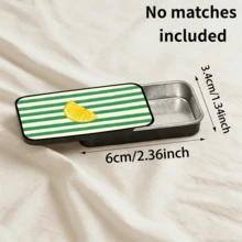 1pc Lemon Slice Pattern Metal Matchbox (Matches Not Included), Vintage Sliding Lid Compact Box, Lemon Theme Design, Portable Storage Box, Suitable As Gift Or Fashion Decorative Storage Box. - View 8