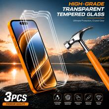 3PCS 9H Tempered Glass Screen Protector For IPhone 17/16 Pro Max/16 Pro/16 Plus/16/15 Pro Max/15 Pro/15 Plus/15/14 Pro Max/14 Pro/14 Plus/14/13 Pro Max/13/12 Pro Max/12/11 Pro Max/11/XR/XS Max/XS, Full Coverage Ultra Clear Glass Shield, HD Crystal Display, Fingerprint Resistant Surface, Scratch Protection Layer, Bubble-Free Easy Installation, Smooth Touch Control, Slim Transparent Design - Clear - View 15