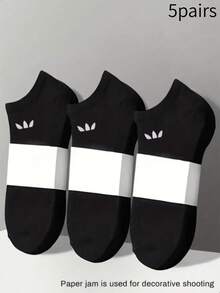 1/5/10/15 Pairs Unisex Sports Short Socks, Casual Invisible Socks, Comfortable Striped Pattern, Moisture-Wicking Breathable Classic Solid Color, Suitable For Daily And Campus Wear - Multicolor - View 7