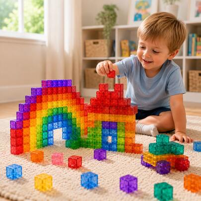 16/25/50pcs Children's Magnetic Building Blocks Set, STEM Transparent Magnetic Blocks Stackable Puzzle Sensory Game Toys, Kids Learn Building And Spatial Construction, Travel Portable Toys, Creative Birthday Gift For Boys And Girls, Best Gift For Children's Day, Back To School, Easter, Christmas