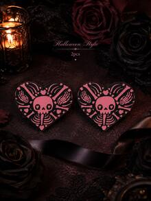 1 Pair Cute & Funny Skull Nipple Covers, Gothic Style, Suitable For Halloween - Multicolor - View 2