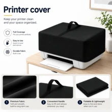 Printer Cover- 5 Sizes Available, 2 Colours(Black/Grey), Heavyweight 300D Oxford Fabric, Drawstring Closure At The Bottom, With A Top Handle, Suitable For Printer, Printers For Home Use, Hp Printer, Dtf Printer(Only The Protective Cover) - Black - View 3
