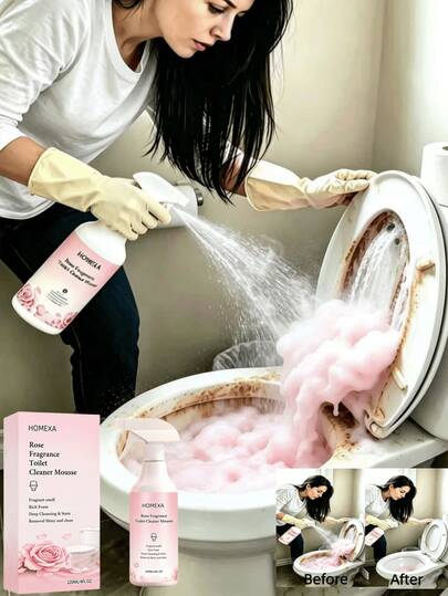 120ml Pink Floral Automatic Toilet Foam Cleaner, Penetrates And Breaks Down Stubborn Stains, Deep Cleans Toilet Stains And Scale, Eliminates Odors And Keeps Bathroom Fresh, Effectively Removes Limescale And Water Spots, Dissolves Hard Water Deposits, Makes Toilet Clean And Hygienic, Fresh Fragrance, Rose Scent For Pleasant Experience, Suitable For All Ceramic Toilets Cleaning Product, Bathroom, Household Cleaning Product, Home Supplies, Bathroom Sink, Restroom, Local Bleach, Bathroom Freshener, Cleaning, Cleaning Supplies, Deodorizer, Toilet Cleaner