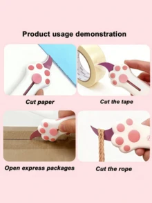 Dao rọc giấy hình móng mèo dễ thương, dao đa năng lưỡi rút, dụng cụ mở kiện hàng, thiết kế lưỡi dao rút, dùng để mở bưu kiện, sử dụng hàng ngày tại văn phòng và gia đình - Nhiều màu - Xem 2