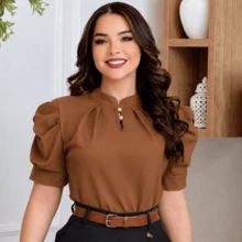 Women Blouses & Shirts - 鏽棕色 - 查看 4