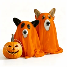 Halloween Ghost Pet Cape & Antler Headband Costume Set, Cosplay Outfit For Medium And Large Dogs - Multicolor - View 8