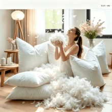 CLSUPER 18/20/21/14x21 Inch White Goose Down/Down Soft Fluffy Throw Pillow Insert, Square Cotton Cover, Plump Washable Quick Rebound Non-Shedding Breathable Cushion Inner, Suitable For Home Decor - White - View 7
