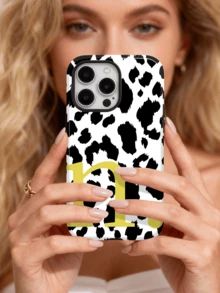 1 Peça Capa de Telefone Personalizada com Estampa de Leopardo e Letra Personalizada, Estilo Celebridade, Presente de Aniversário, Presente do Dia dos Namorados, Presente de Aniversário, Presente de Casamento, Presente do Dia das Mães, Presente do Dia dos Pais, Presente para Melhor Amigo, Presente para Mãe/Pai, Presente para Namorado, Presente para Namorada, Capa Rígida com Filme Brilhante 2 em 1 de Cobertura Total Compatível com iPhone 11/12/13/14/15/16/17 Pro Max - Multicolorido - Visão 8