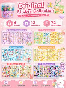 227/537/677件 Gukka 貼紙套裝，DIY 裝飾卡片組附收納盒，可愛剪貼簿用品，適合兒童、女孩、幼兒園禮物，開學第一天 - 彩色 - 查看 4