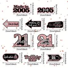 10pcs, 21st Birthday Signage, Photo Props, Birthday Party, Birthday Photo Backdrop Decoration And Home Birthday Atmosphere Creation - 21 Years Old - View 2