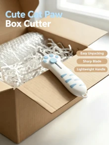 Dao rọc giấy hình móng mèo dễ thương, dao đa năng lưỡi rút, dụng cụ mở kiện hàng, thiết kế lưỡi dao rút, dùng để mở bưu kiện, sử dụng hàng ngày tại văn phòng và gia đình - Nhiều màu - Xem 3