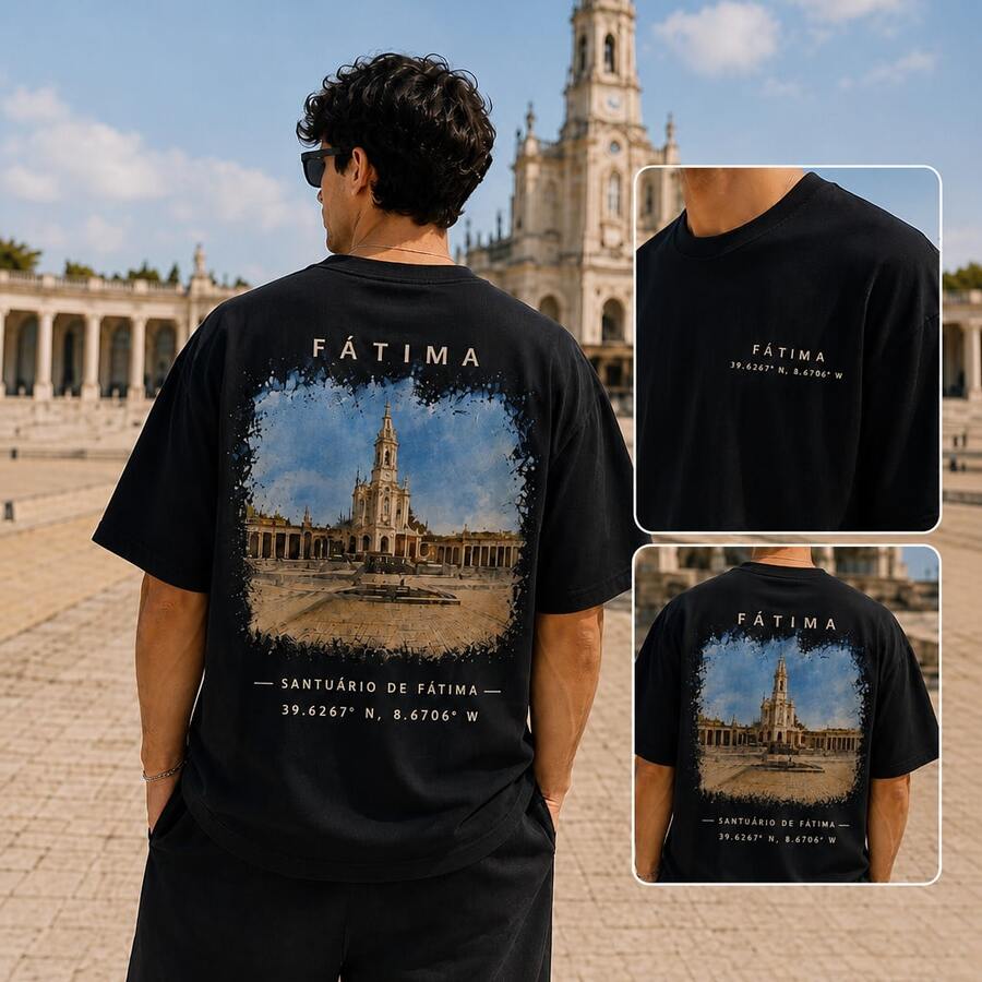 Camiseta de la ciudad de Portugal, Camisetas de hombre, Ropa de verano, Ropa urbana, Ropa informal, Camisetas de algodón negras, Camisetas de mujer - Negro - Ver 1