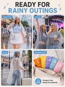 Disposable Card-Sized Rain Poncho, Transparent Waterproof Portable Raincoat, Unisex, Compact Emergency Rain Gear, Suitable For Concerts, Sports Events - Multicolor - View 5