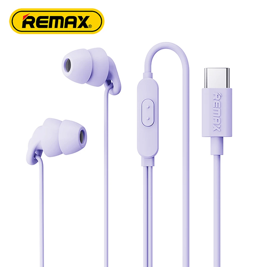 REMAX Earphone In-Ear Berkabel Type-C 1,2m, Mikrofon Dinamis HiFi, Material Silikon Terintegrasi, Ujung Earphone Peredam Kebisingan, Pengurangan Kebisingan dan Peningkatan Bass
