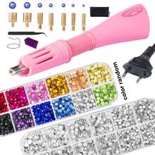 cgelaero Hot Melt Rhinestone Applique Tool Set, Rhinestone Applicator Machine, Heat-Fix Rhinestone Applique Tool Set, Rhinestone Applicator Machine, Rhinestone Applicator Machine, Suitable For Clothing, Fabric, Wood, Cardstock, Leather Heat-Fix Rhinestone Applicator Gun Set - Multicolor - View 12