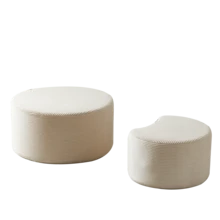 Kaffeetisch-Set, 2-Teilig , Gepolsterte Runde Kaffeetische, Set Mit 2 Stu Ck Fu R Das Wohnzimmer, Moderner Runder Kaffeetisch Aus Schaumstoff, Beistelltisch, Ottoman, Keine Montage Erforderlich - 米色 - 查看 15