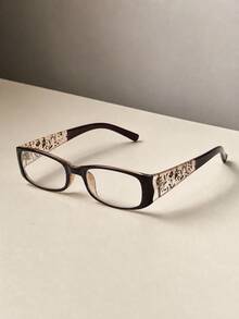 1pc Women's Vintage Floral Decor Narrow Frame Clear Lens Glasses, Y2K Style Transparent Lens, Hort Girl Style Suitable For Daily Use, Including Computer Work, Reading And Gaming, Holiday Parties - Multicolor - View 7