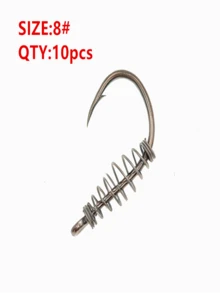 10pcs/Box Silver Spring Ise-Ni Fish Hooks, High Carbon Steel Barbed Single Hooks For Wild Fishing Carp And Grass Carp - Silver - View 6