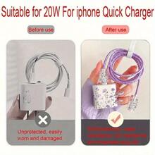 5pcs Soft Lavender Floral Data Cable Protectors, Transparent Soft Shell Anti-Drop Wear-Resistant Anti-Bend, Compatible With Apple 18W/20W Fast Charging, Ins French Floral Healing Digital Accessories, Great Gift - Pale Purple Flowers - View 5