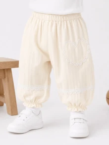 Balabala Girls' Summer Anti-Mosquito Pants With Cute Lace & Ruffle Hem - Milky White - View 2