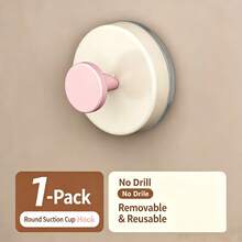1pc Dopamine Suction Cup Hook, No-Drill Wall-Mounted Heavy Duty Hook, Tool-Free Installation, Vacuum Locking Grip, Ready To Use, Stable Load-Bearing, Bright Multi-Color Options, Home Decor Accent, Cute And Practical Home Essential - View 9