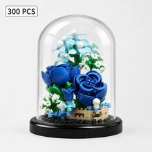 310PCS Flower Building Blocks Set With Display Dome, Collectible Botanical Model Kit, Adult DIY Assembly Decoration, ABS Material, 14+ Ages - Building Block Flowers - View 12