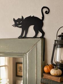 1 pieza Decoración de marco de puerta de Halloween Gato negro espeluznante con espalda arqueada Adorno de esquina de puerta Silueta gótica Arte de pared para puerta principal Entrada Pasillo Sala de estar Ventana Chimenea Fiesta de casa embrujada Decoración del hogar de otoño Interior Exterior - Estilo B - Ver 3