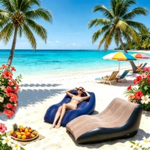 Outdoor Camping Lazy Inflatable Sofa, Inflatable Sofa With, Portable Lazy Inflatable Sofa, Single-Person Size Sofa Bed, Comfortable Outdoor Inflatable Sofa, Durable Indoor/Outdoor Inflatable Sofa - Multicolor - View 6