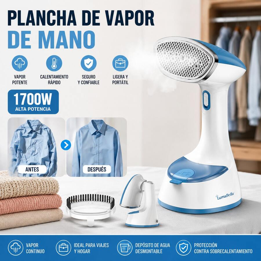 Máquina de planchar colgante de mano, plancha de vapor doméstica, pequeña máquina de planchar colgante de vapor, plegable, adecuada para planchar una variedad de ropa - Blanco - Ver 1
