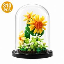 310PCS Flower Building Blocks Set With Display Dome, Collectible Botanical Model Kit, Adult DIY Assembly Decoration, ABS Material, 14+ Ages - Building Block Flowers - View 19