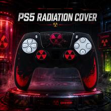 Black Red Radioactive Warning Sign Splatter Controller Skin Cover For Playstation 5 Controller, Anti-Slip Ergonomic Soft Rubber Protective Shell, RALAN 1 Controller Protector Case+2 Customised Thumb Grips Caps +Customised Stickers - View 4