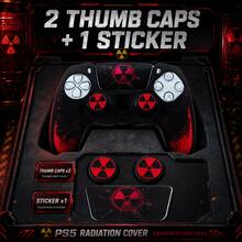 Black Red Radioactive Warning Sign Splatter Controller Skin Cover For Playstation 5 Controller, Anti-Slip Ergonomic Soft Rubber Protective Shell, RALAN 1 Controller Protector Case+2 Customised Thumb Grips Caps +Customised Stickers - View 5