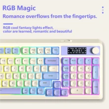 AULA 99-Key Wireless Mechanical Tactile Keyboard And Mouse Combo, RGB Backlit, 3-Mode Gaming Keyboard, USB External Bluetooth Computer Keyboard And Mouse, Compatible With PC, Laptop, Mac - View 6