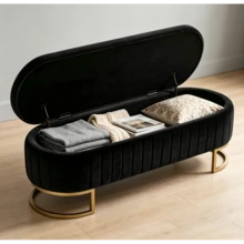 Storage Benches - Black + Metal & Wood + Foam - View 6