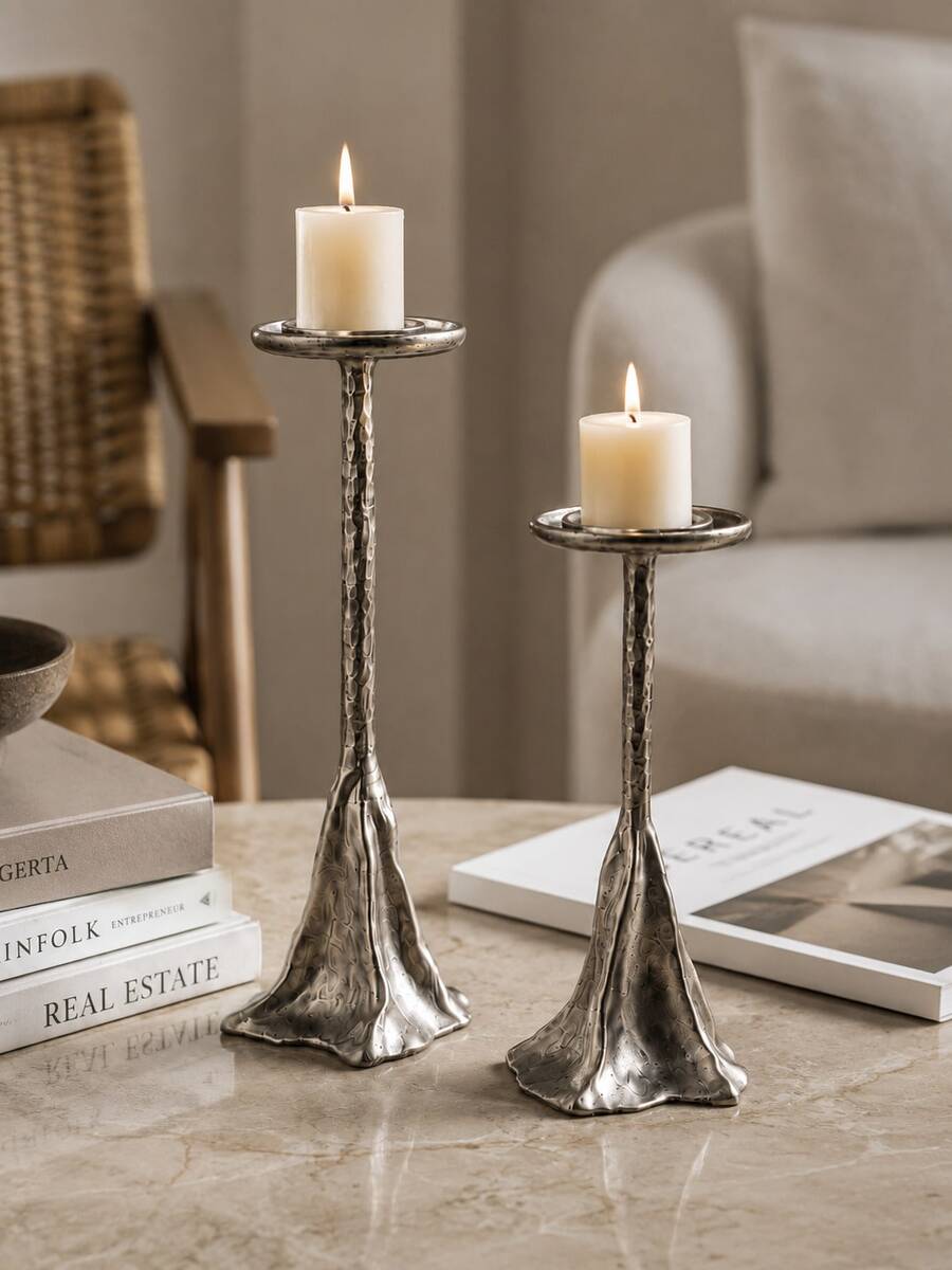 1pc/2pcs Ins Style Wabi-Sabi Hammered Texture Conical Candle Holder ...