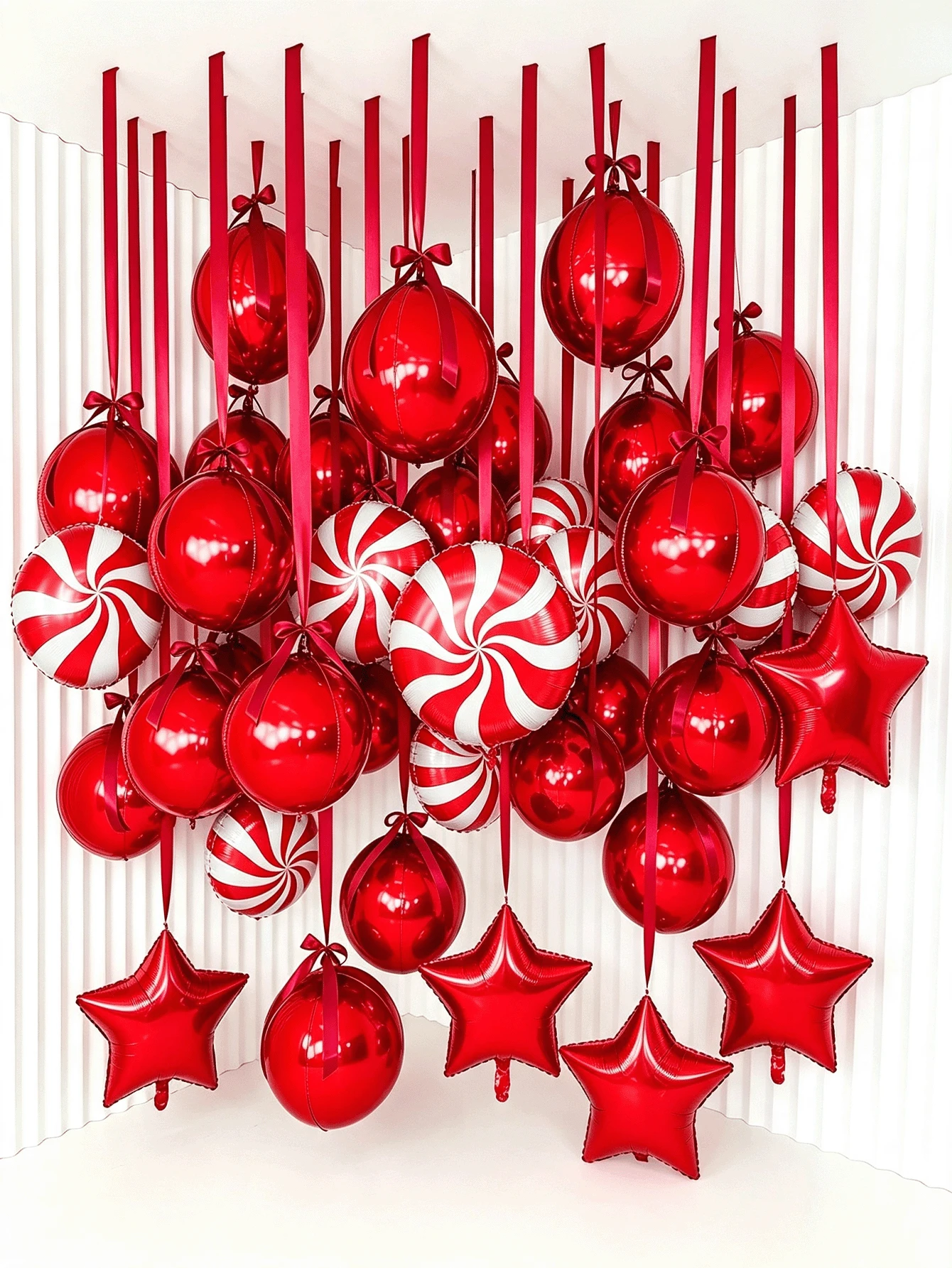 1 Set 18-Inch Red 4D Balloons With Red Polyester Ribbon And Cover Paper, Portable, Suitable For Room Decoration, Party Decoration, Wedding Decoration And Home Gathering - Multicolor - View 1