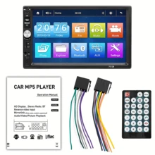 Reletech 7英寸双DIN车载MP5播放器 - 触摸屏显示 + 支持安卓/iOS镜像、倒车影像、USB/TF卡/FM收音机、多色背光按键、通用车载音响系统 - 黑色 - 查看 13