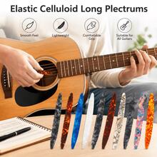 OUMINGYQ 5pcs Elastic Fiber Long Guitar Picks, Random Color Smooth And Flexible Picks, Multi-Purpose Musical Instrument Picks, Suitable For Guitar, Liuqin, Yueqin, Xiaoruan, Oudan, Perfect For Daily Performance And Practice - Multicolor - View 2