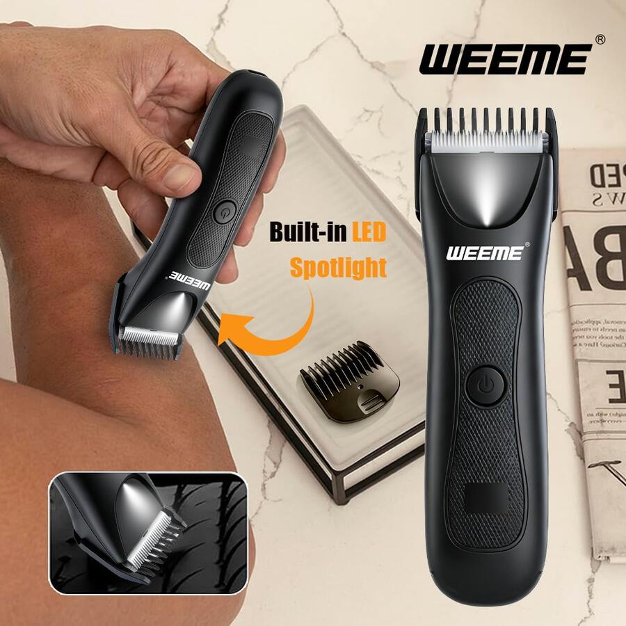 WEEME Men's Body Hair Trimmer, Suitable For Trimming Leg, Chest, Back And Intimate Area Hair. Portable Travel Grooming Tool, USB Rechargeable, Ideal Gift Choice For Men. - Black - View 1